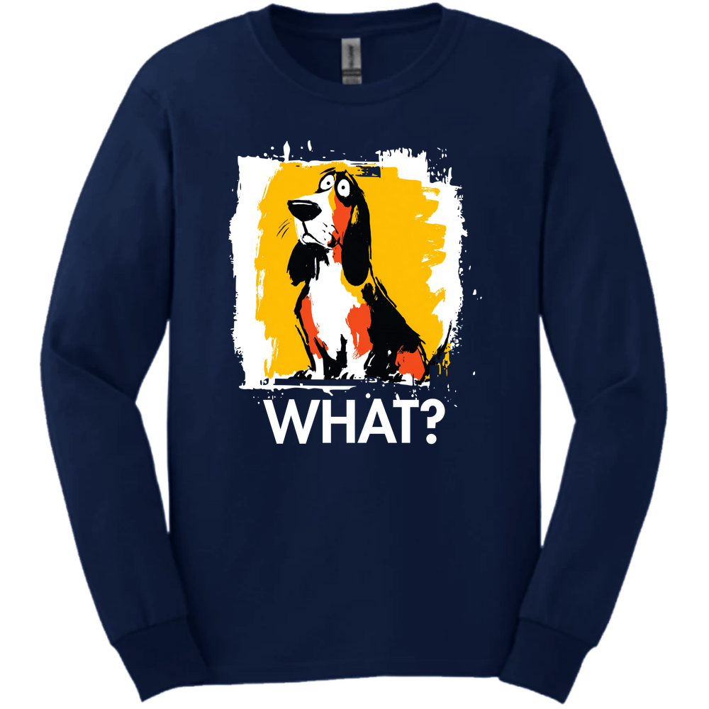 Basset Hound - What Dog Long Sleeve Tee - Navy