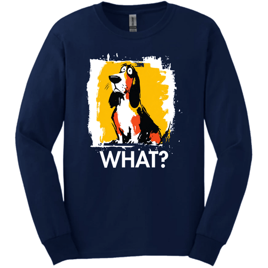 Basset Hound - What Dog Long Sleeve Tee - Navy