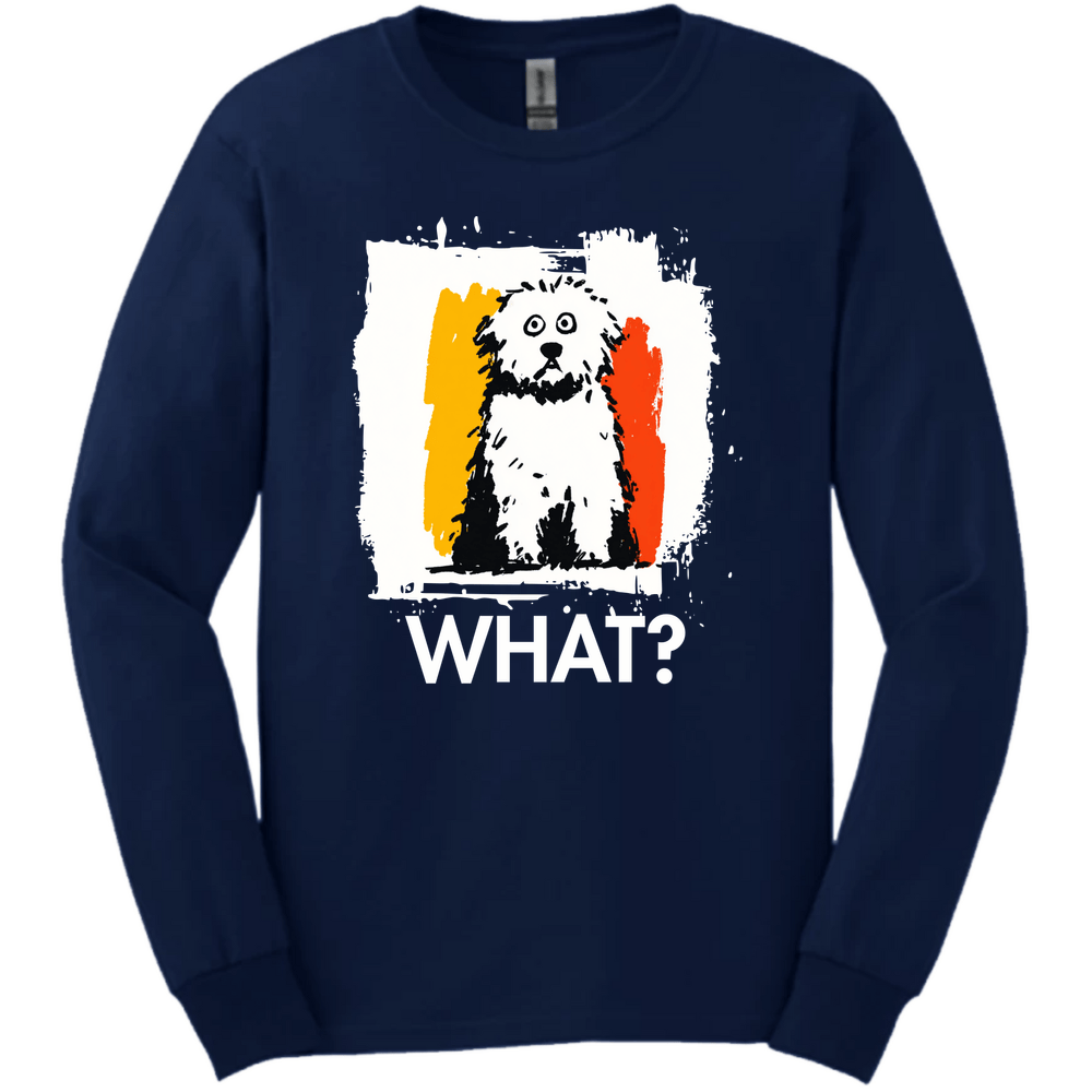 Bichon Frise - What Dog Long Sleeve Tee - Navy