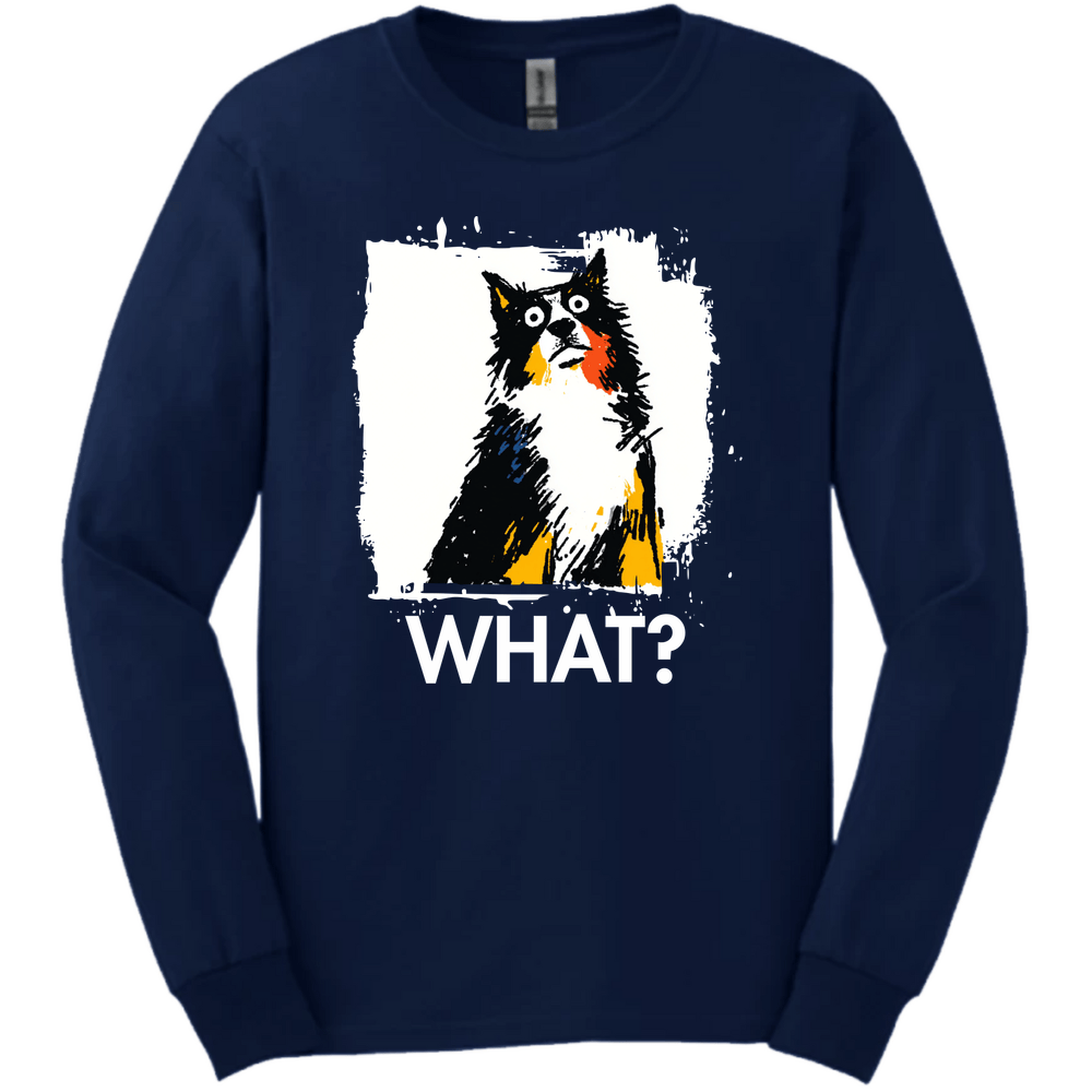 Border Collie - What Dog Long Sleeve Tee - Navy