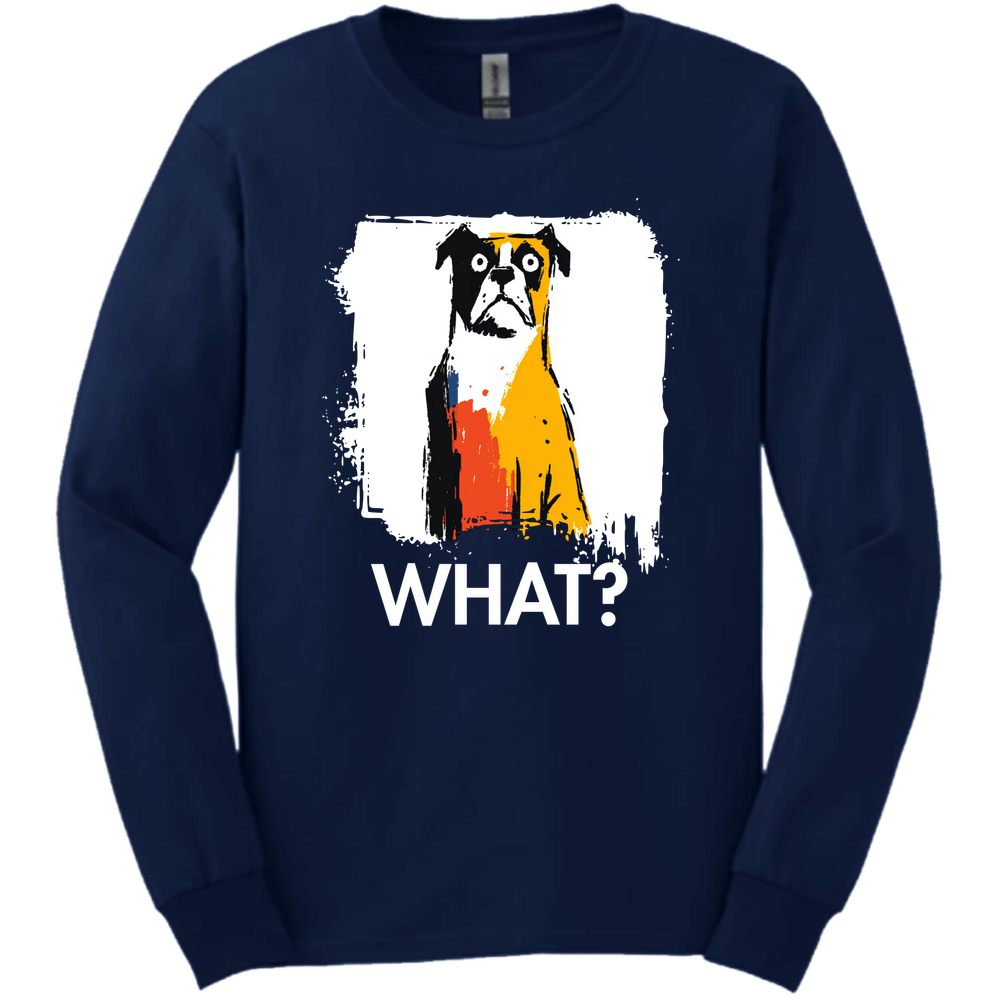 Boxer - What Dog Long Sleeve Tee - Navy