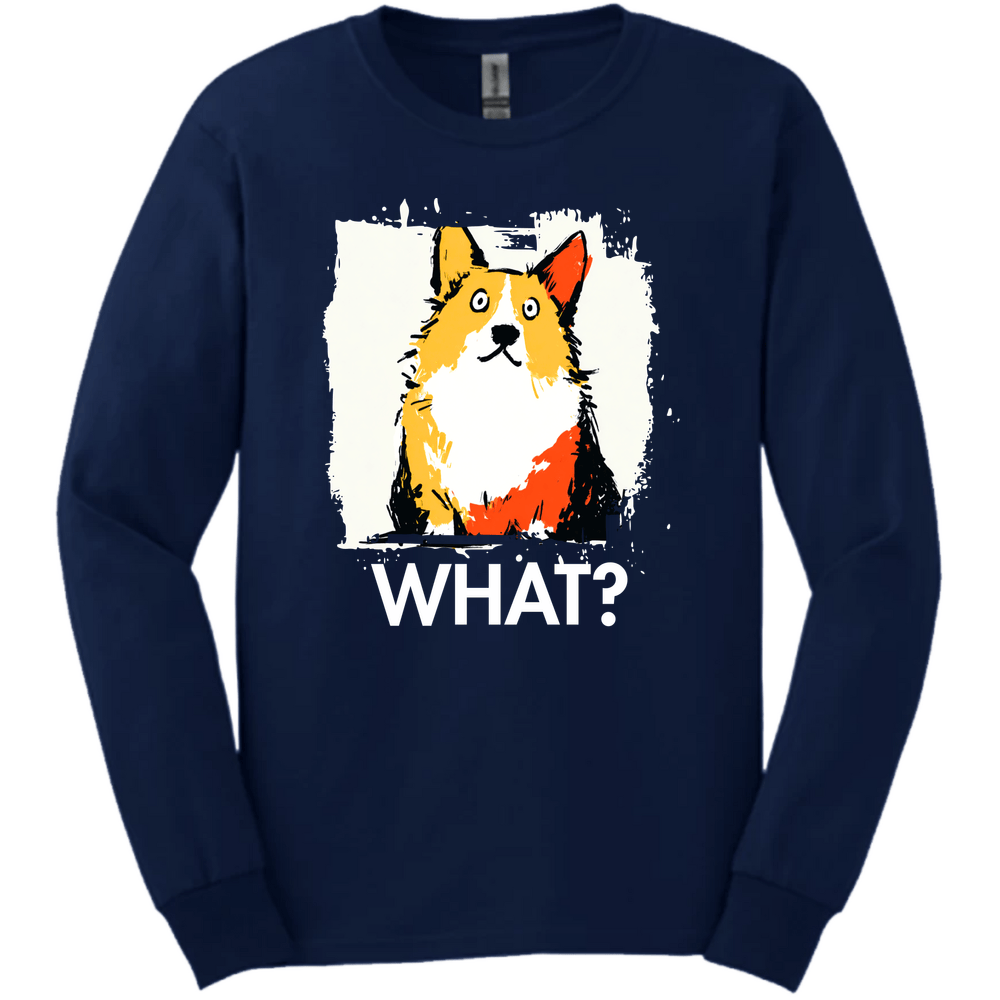 Corgi - What Dog Long Sleeve Tee - Navy