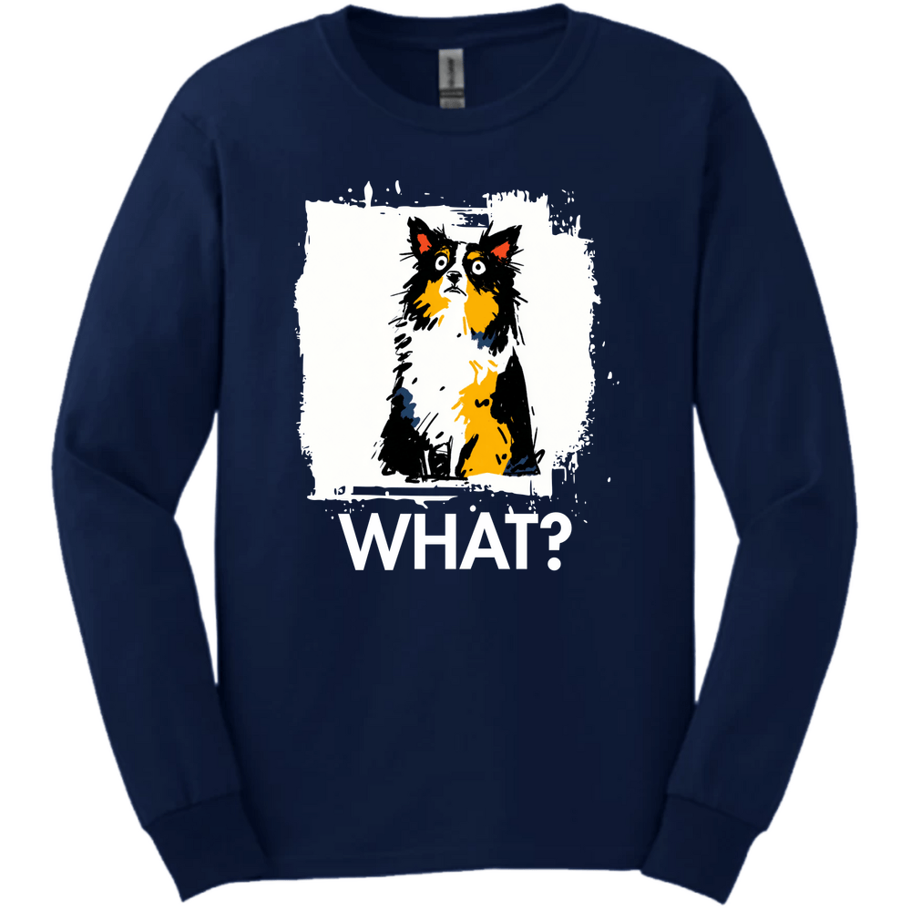 Papillon - What Dog Long Sleeve Tee - Navy