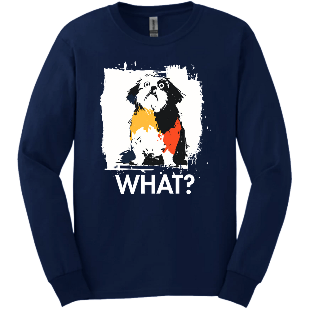 Shih Tzu - What Dog Long Sleeve Tee - Navy