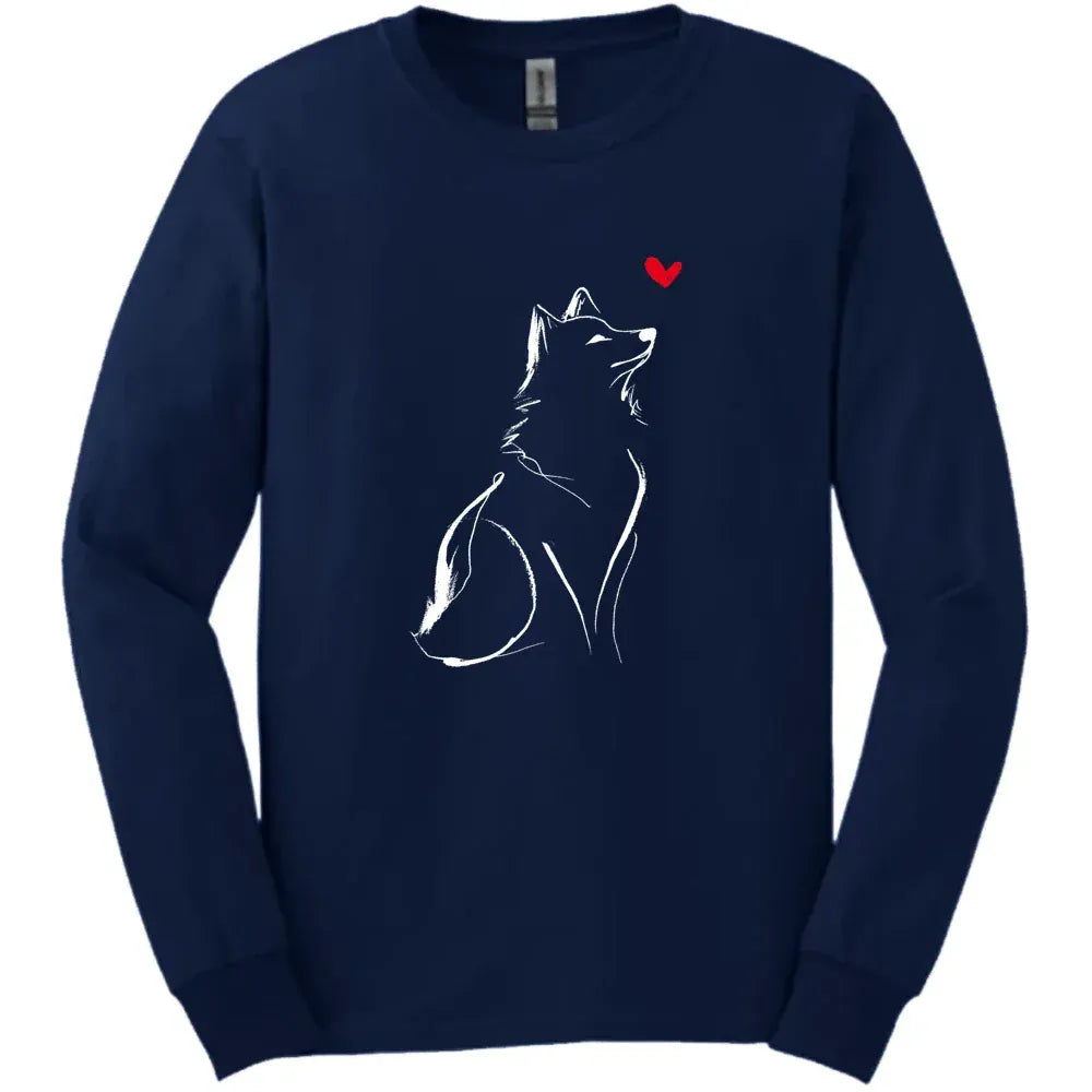 Shiba Inu - Sketch Dog Long Sleeve Tee - Navy