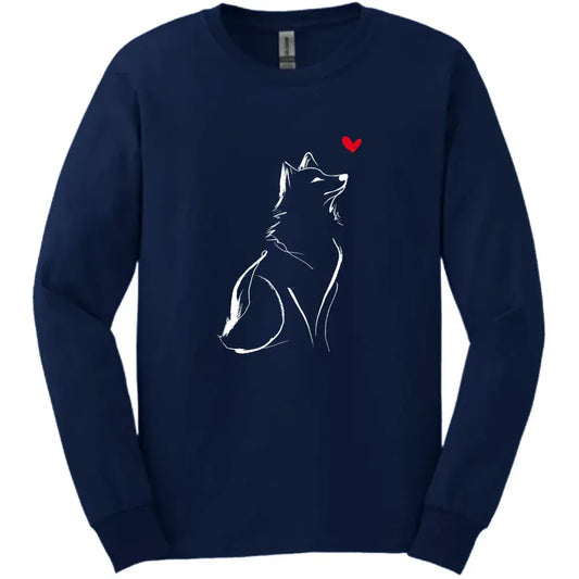 Shiba Inu - Sketch Dog Long Sleeve Tee - Navy