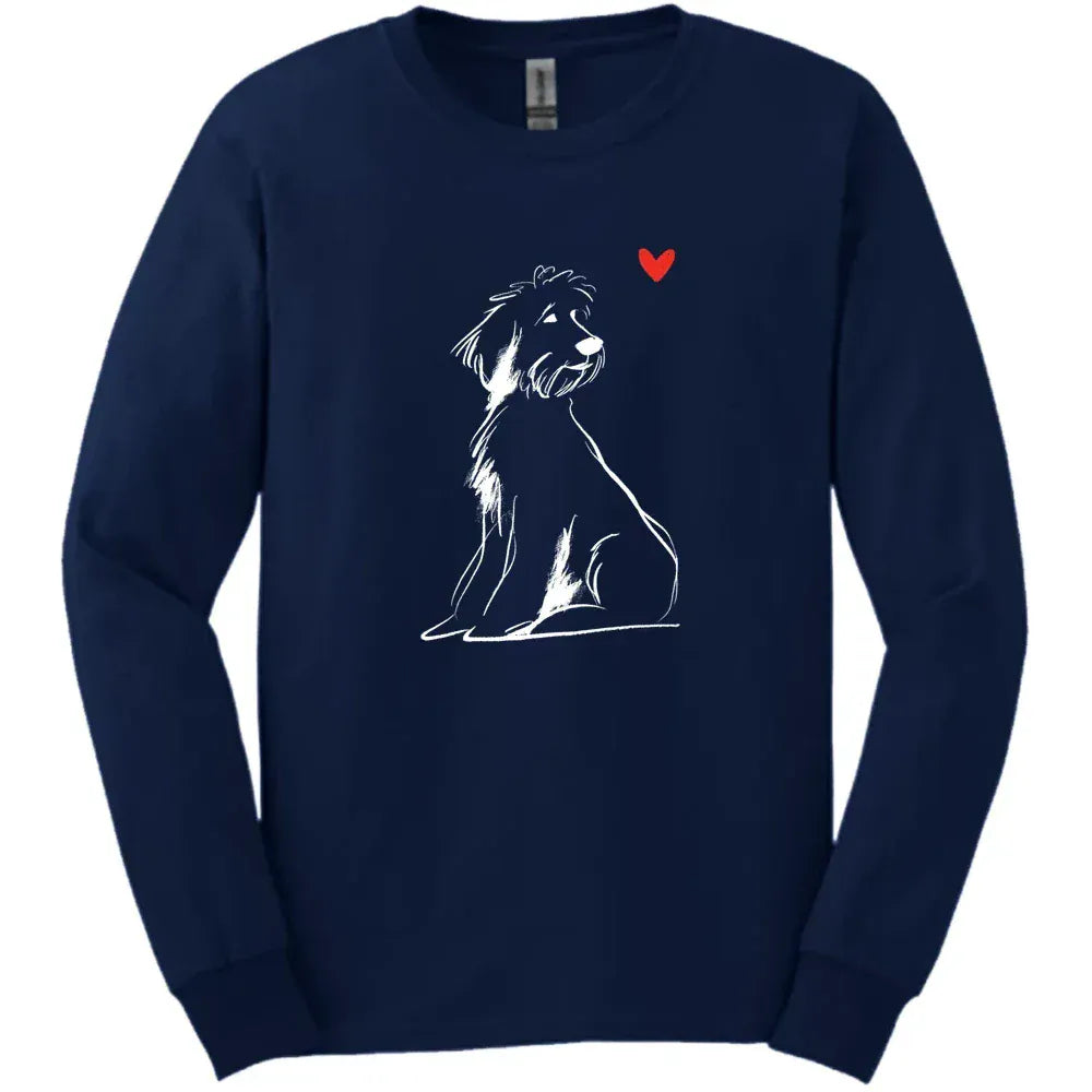 Portuguese Water Dog - Sketch Dog Long Sleeve Tee - Navy
