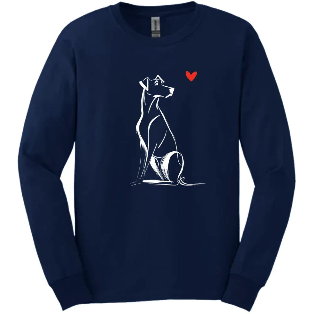 Rhodesian Ridgeback - Sketch Dog Long Sleeve Tee - Navy