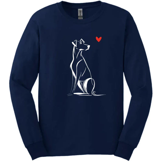 Rhodesian Ridgeback - Sketch Dog Long Sleeve Tee - Navy