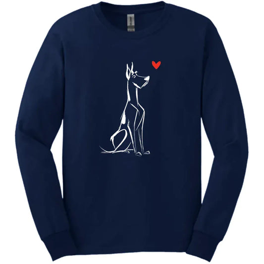 Great Dane - Sketch Dog Long Sleeve Tee - Navy