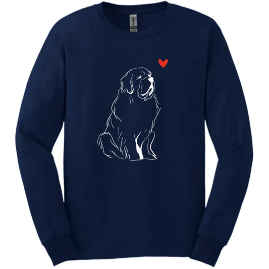 Newfoundland - Sketch Dog Long Sleeve Tee - Navy