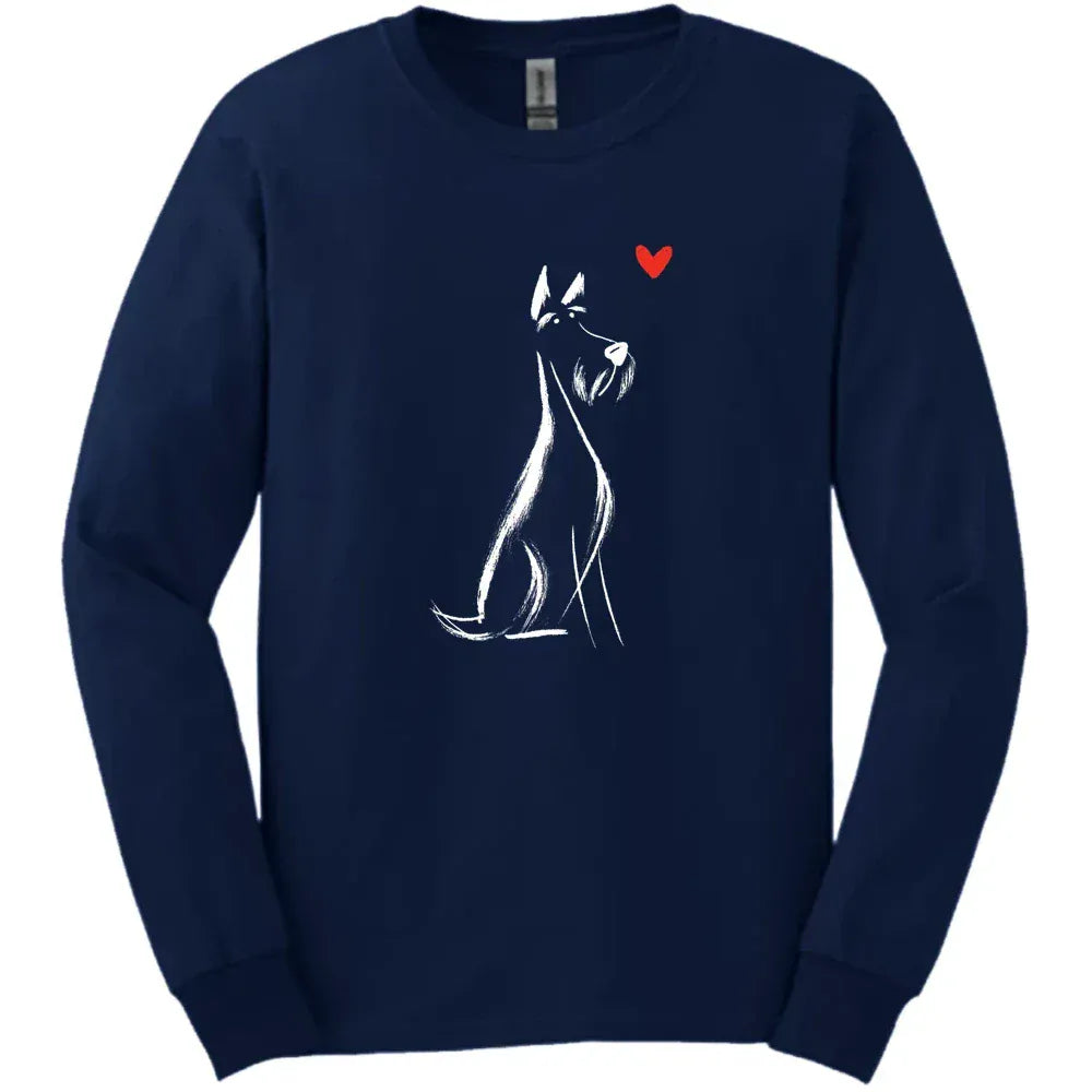Kerry Blue Terrier - Sketch Dog Long Sleeve Tee - Navy