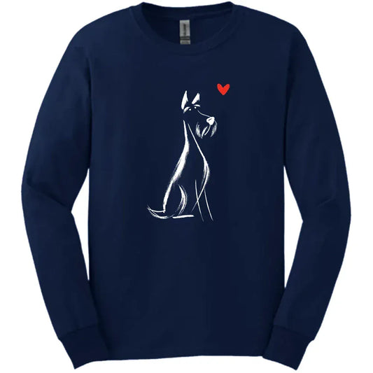 Kerry Blue Terrier - Sketch Dog Long Sleeve Tee - Navy