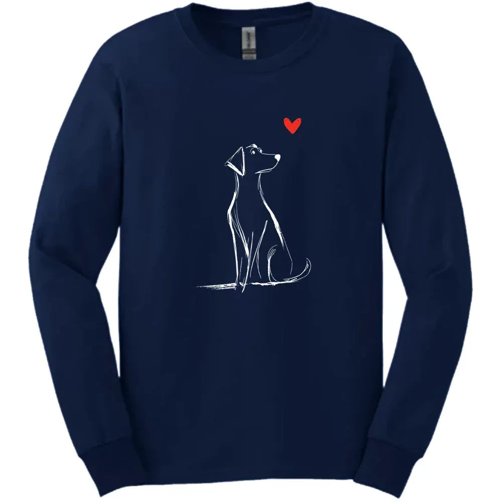 Labrador - Sketch Dog Long Sleeve Tee - Navy