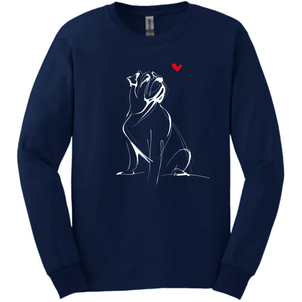 Mastiff - Sketch Dog Long Sleeve Tee - Navy