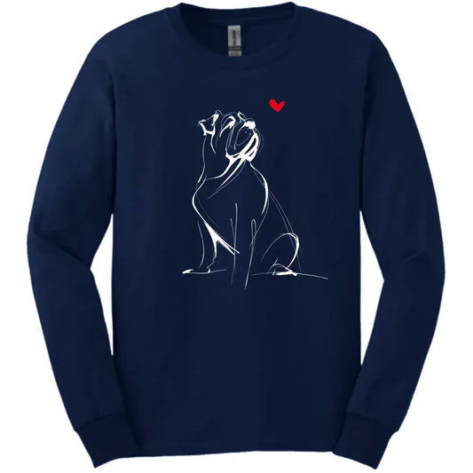 Mastiff - Sketch Dog Long Sleeve Tee - Navy