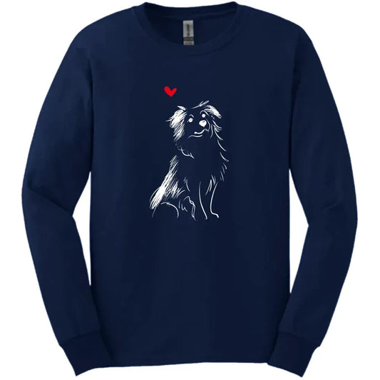 Miniature American Shepherd - Sketch Dog Long Sleeve Tee - Navy