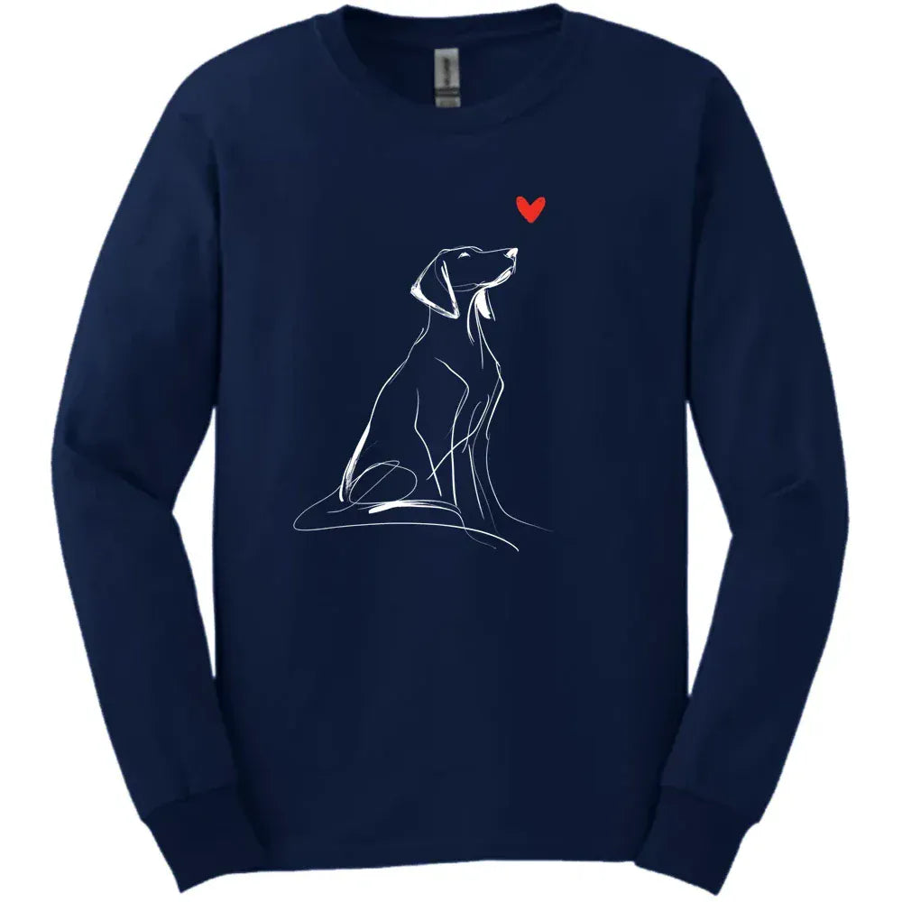 Vizsla - Sketch Dog Long Sleeve Tee - Navy