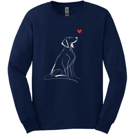 Vizsla - Sketch Dog Long Sleeve Tee - Navy