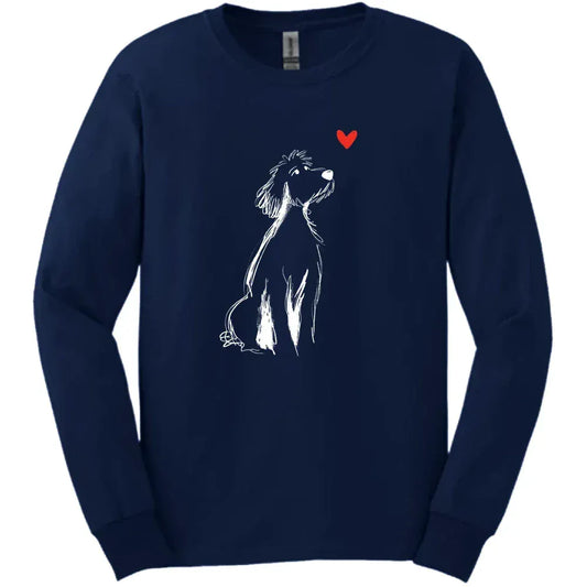Golden Doodle - Sketch Dog Long Sleeve Tee - Navy