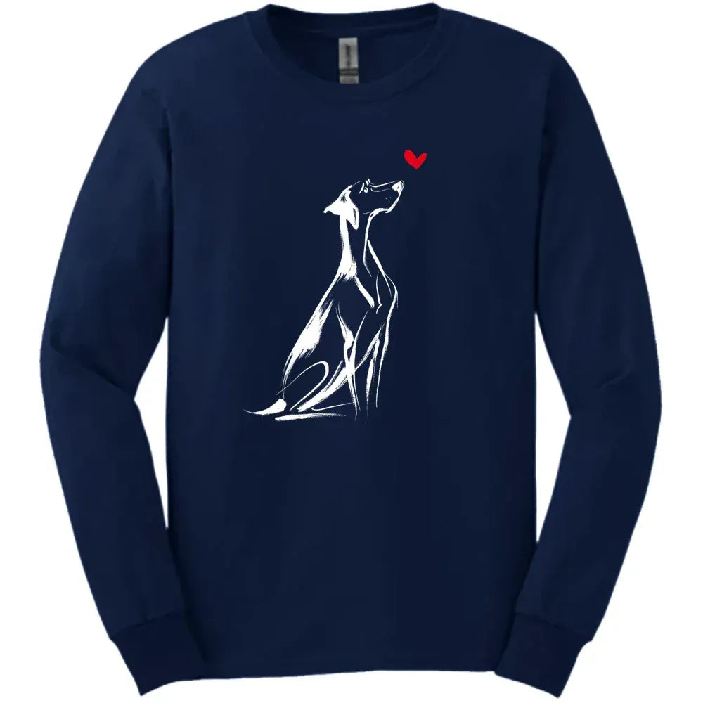 German Shorthaired Pointer - Sketch Dog Long Sleeve Tee - Navy