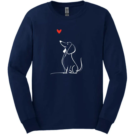 Dachshund - Sketch Dog Long Sleeve Tee - Navy