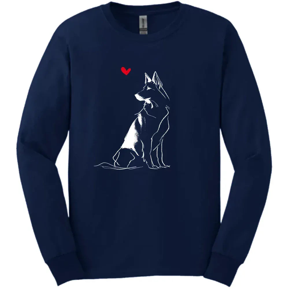 Dutch Shepherd - Sketch Dog Long Sleeve Tee - Navy