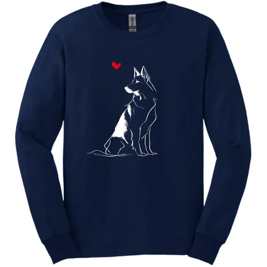 Dutch Shepherd - Sketch Dog Long Sleeve Tee - Navy