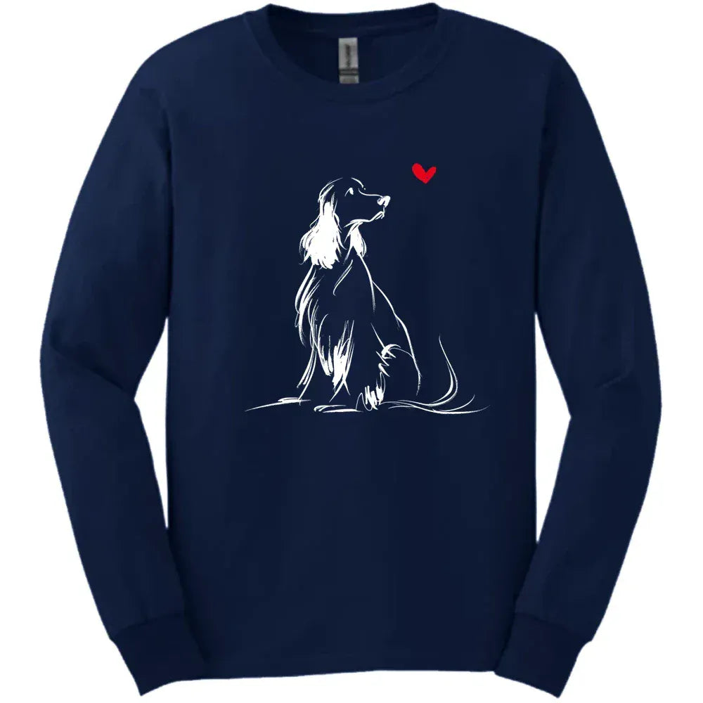 English Springer Spaniel - Sketch Dog Long Sleeve Tee - Navy