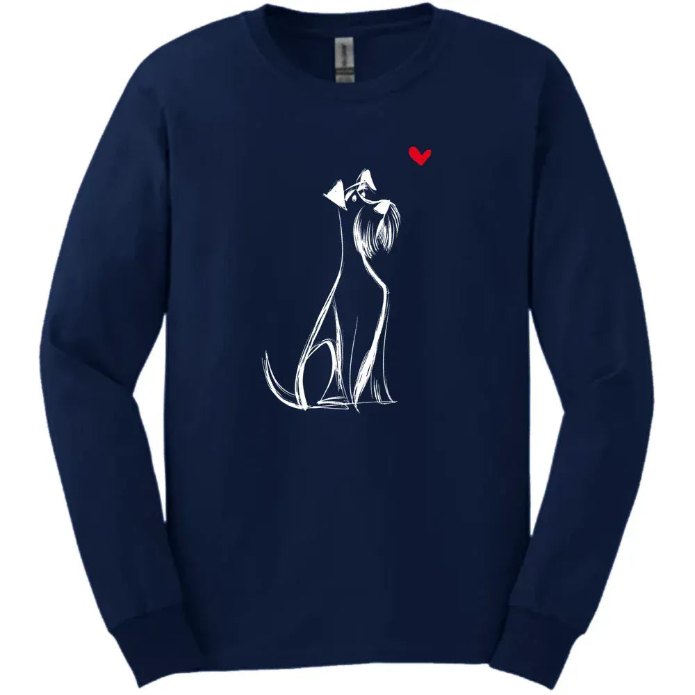 Giant Schnauzer - Sketch Dog Long Sleeve Tee - Navy