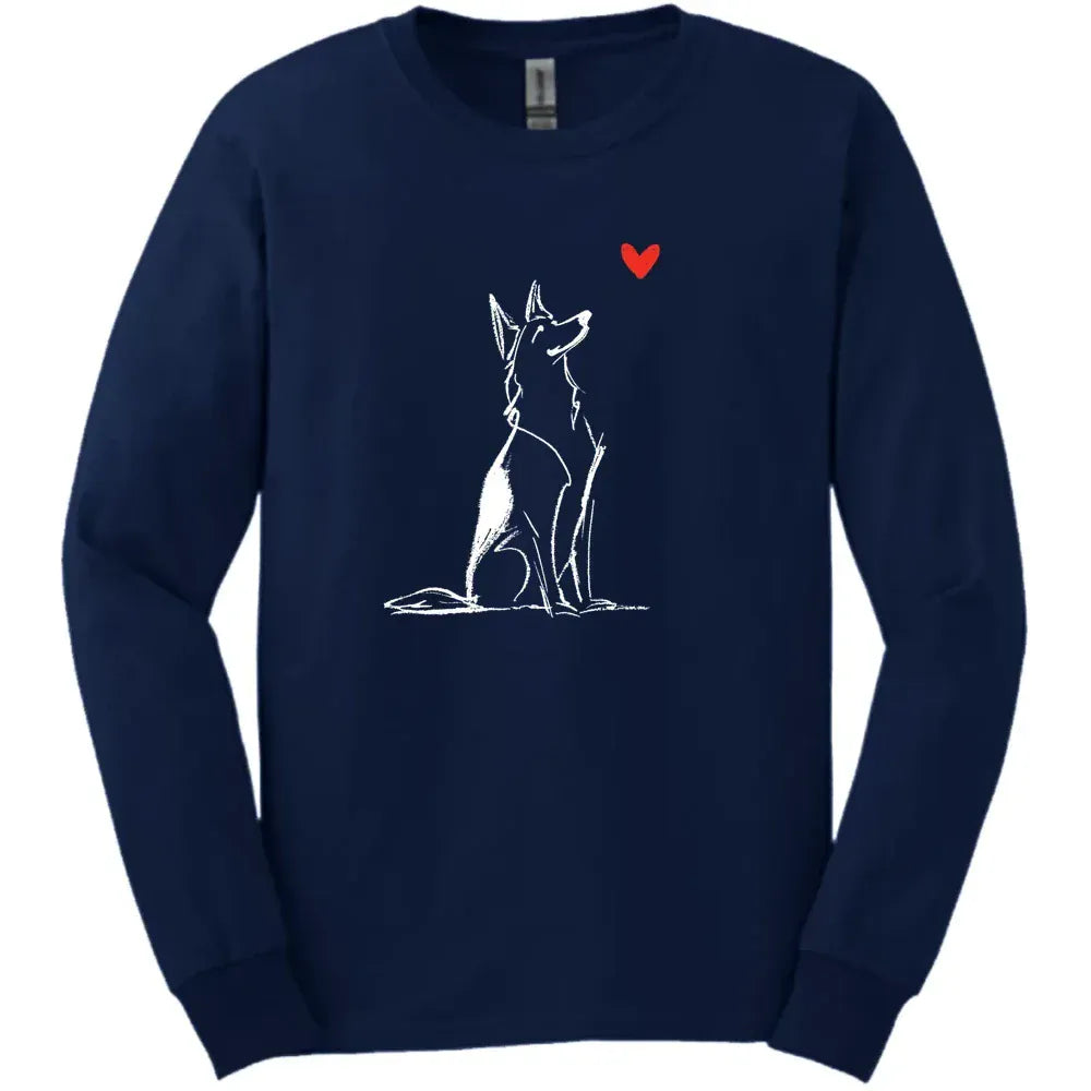 German Shepherd - Sketch Dog Long Sleeve Tee - Navy