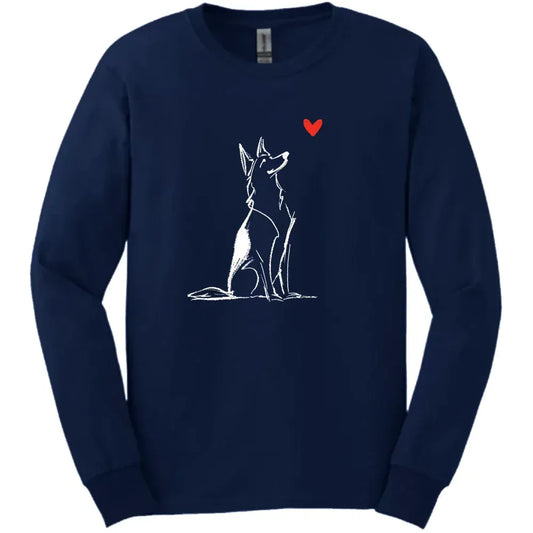 German Shepherd - Sketch Dog Long Sleeve Tee - Navy