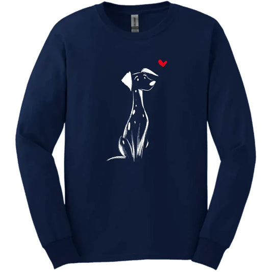 Dalmatian - Sketch Dog Long Sleeve Tee - Navy