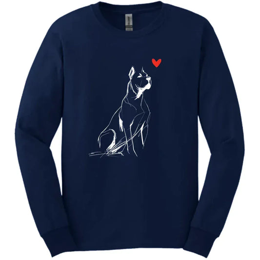 Cane Corso - Sketch Dog Long Sleeve Tee - Navy