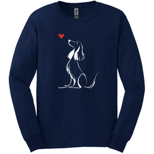 Cocker Spaniel - Sketch Dog Long Sleeve Tee - Navy