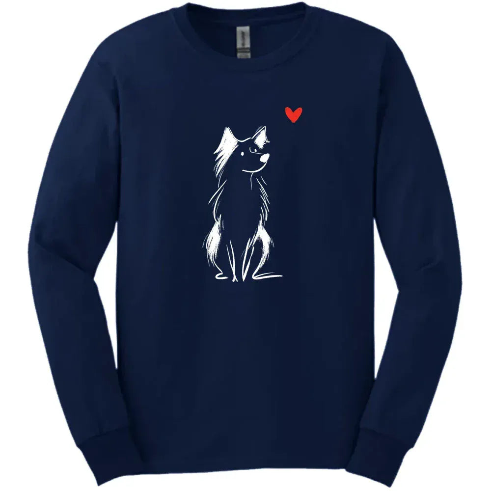 Australian Shepherd - Sketch Dog Long Sleeve Tee - Navy