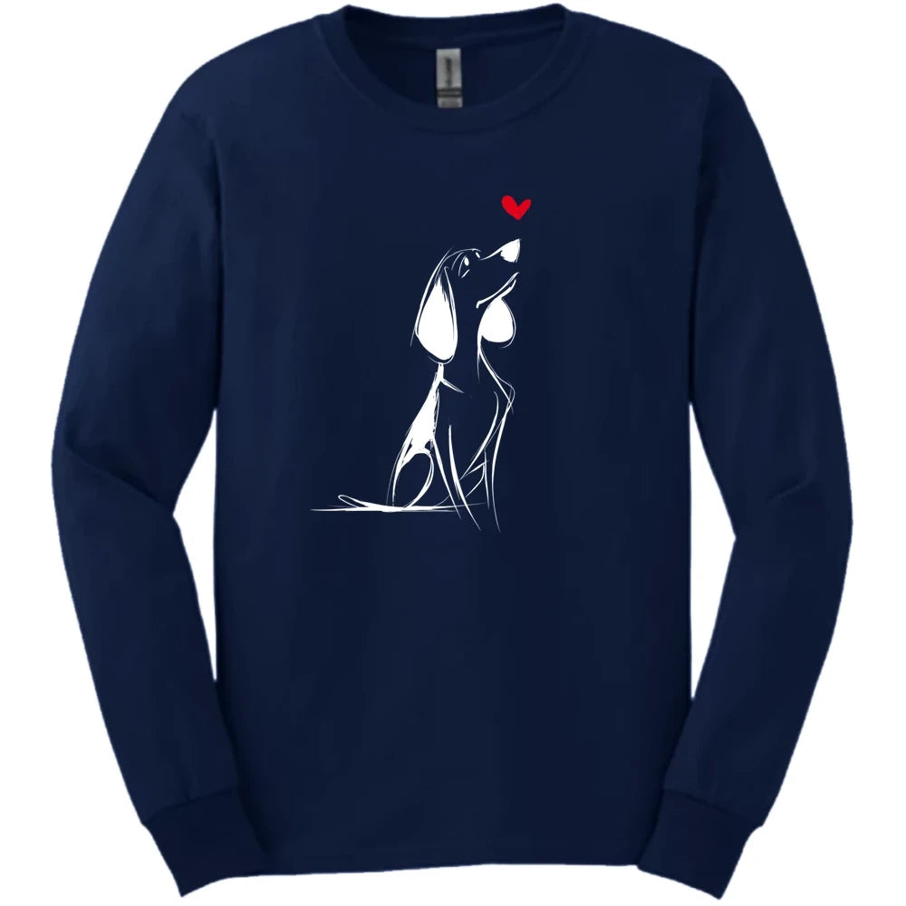 Beagle - Sketch Dog Long Sleeve Tee - Navy