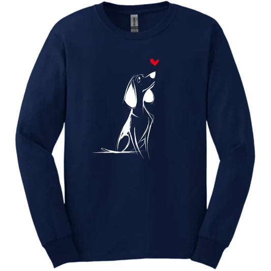 Beagle - Sketch Dog Long Sleeve Tee - Navy