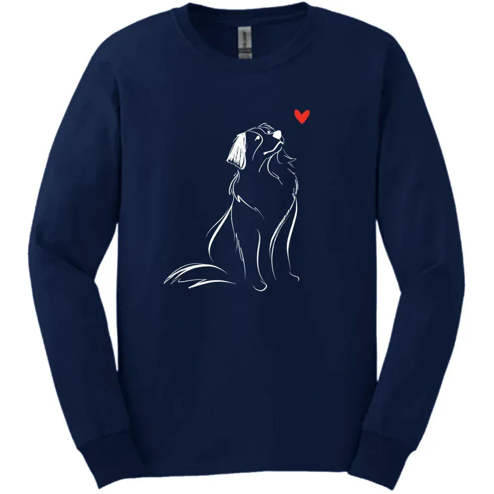 Bernese Mountain Dog - Sketch Dog Long Sleeve Tee - Navy