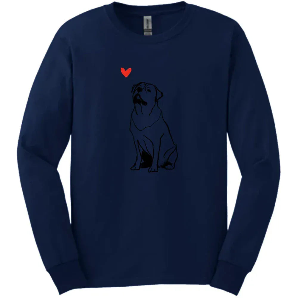 Rottweiler - Sketch Dog Long Sleeve Tee - Navy