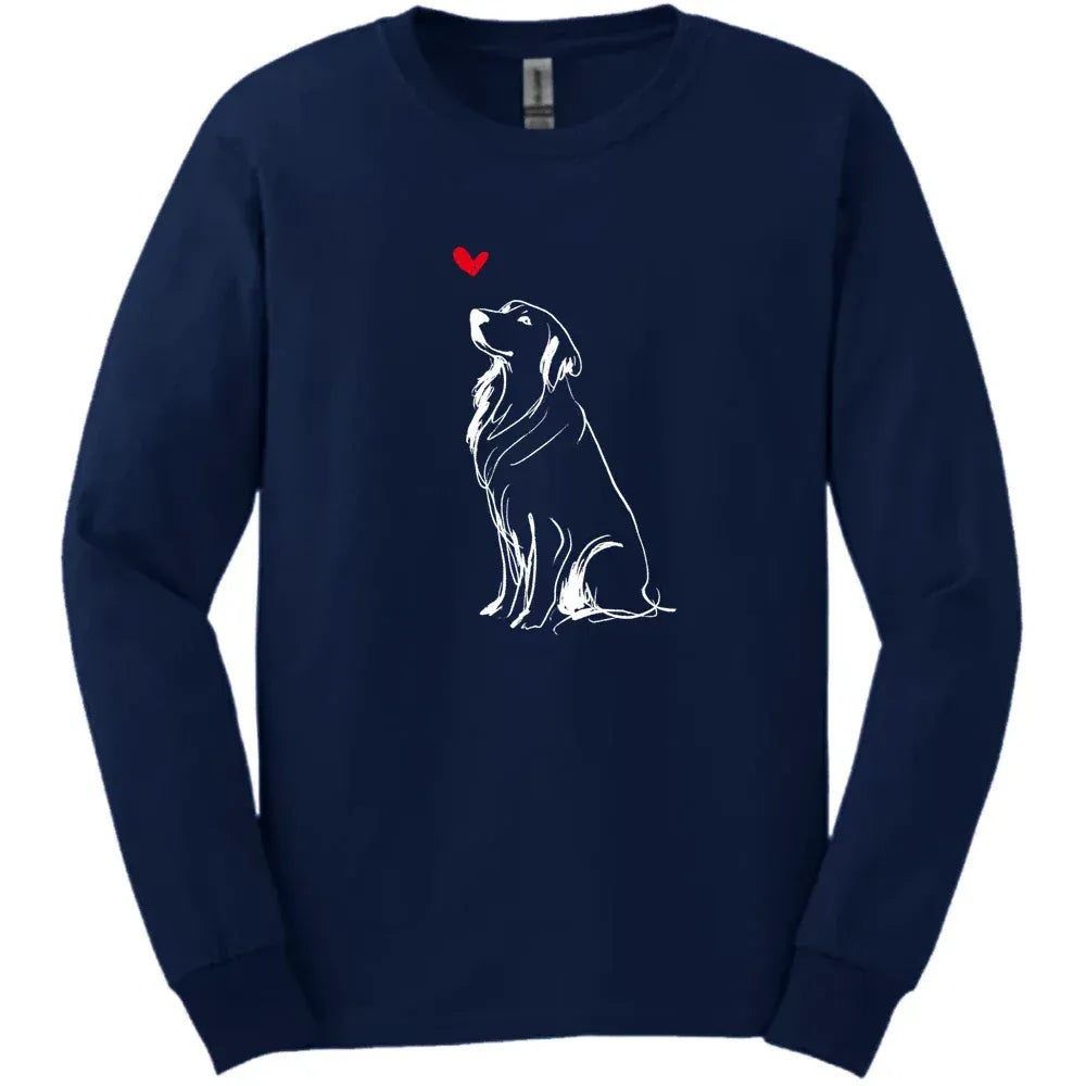 Golden Retriever - Sketch Dog Long Sleeve Tee - Navy