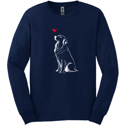 Golden Retriever - Sketch Dog Long Sleeve Tee - Navy