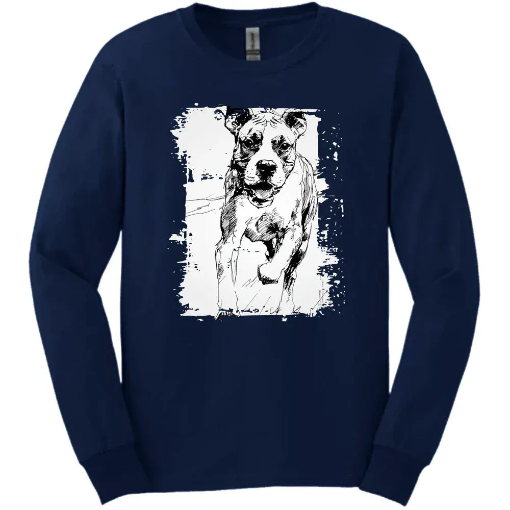 Boxer - Running Dog Long Sleeve Tee - Navy