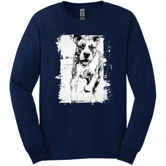 Boxer - Running Dog Long Sleeve Tee - Navy
