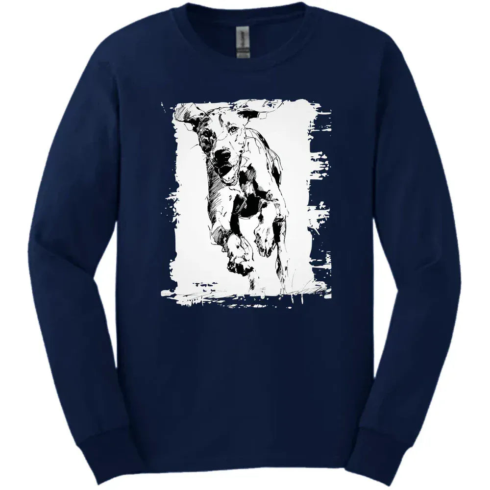 Bracco Italiano - Running Dog Long Sleeve Tee - Navy