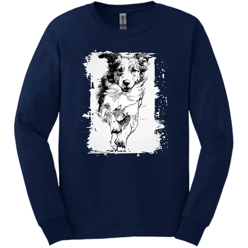 Brittany - Running Dog Long Sleeve Tee - Navy