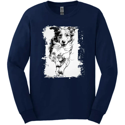 Brittany - Running Dog Long Sleeve Tee - Navy