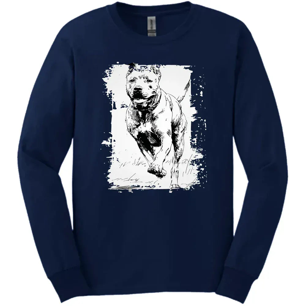 Cane Corso - Running Dog Long Sleeve Tee - Navy