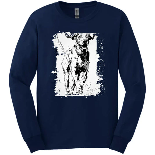 German Shorthaired Pointer - Running Dog Long Sleeve Tee - Navy