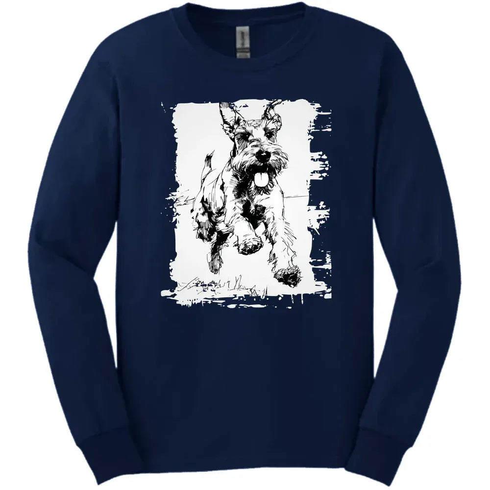 Giant Schnauzer - Running Dog Long Sleeve Tee - Navy
